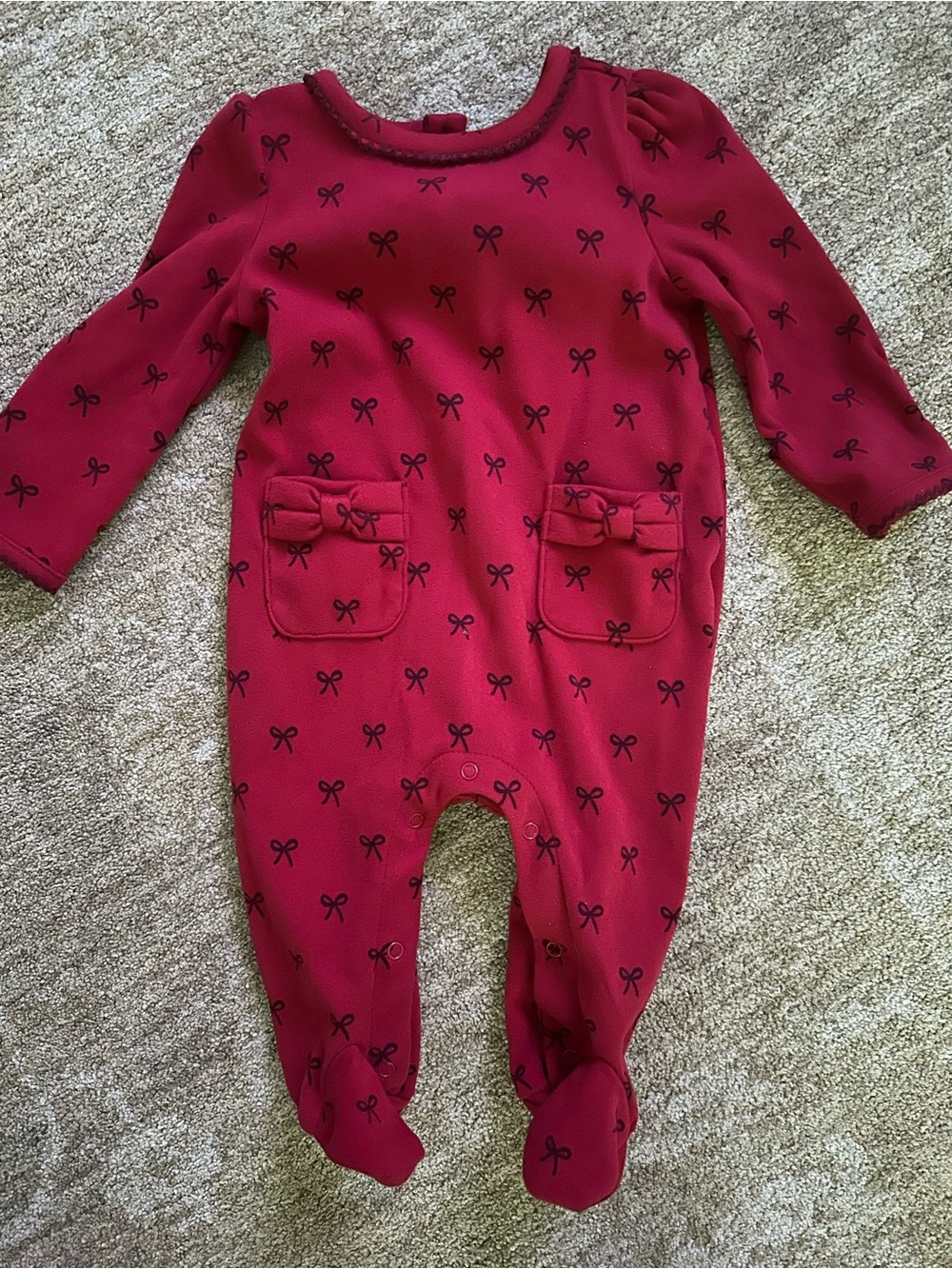 GAP Red Bow-Print Footed One-Piece